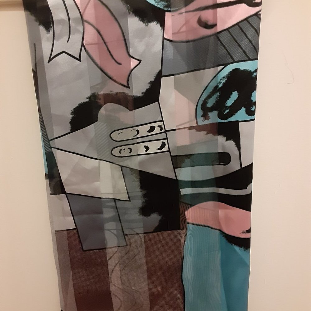 Blue/Pink/Black/Grey Scarf. - Picture 4 of 4